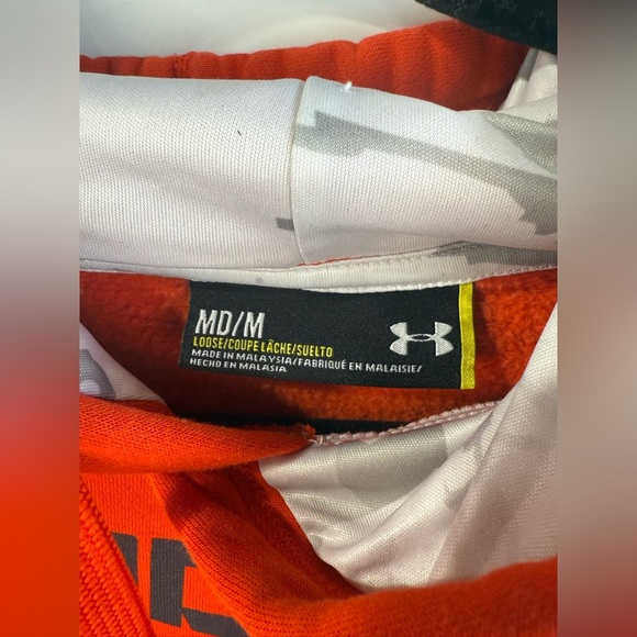 Under Armour mens orange and white camo pullover hooded sweatshirt hoodie size M - Picture 4 of 10